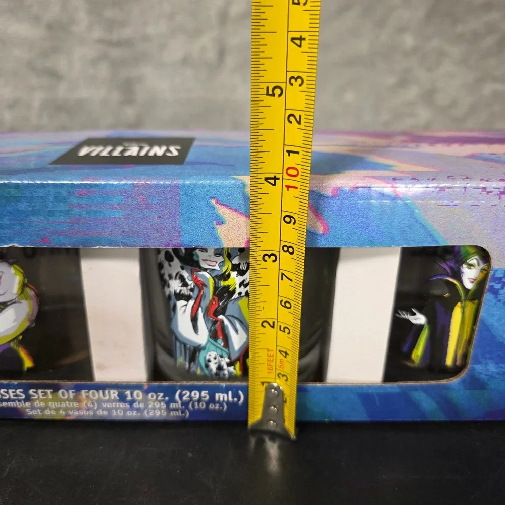 Disney Villains Glassware Set 4pc 10oz Ursula Maleficent Cruella Evil Queen NEW